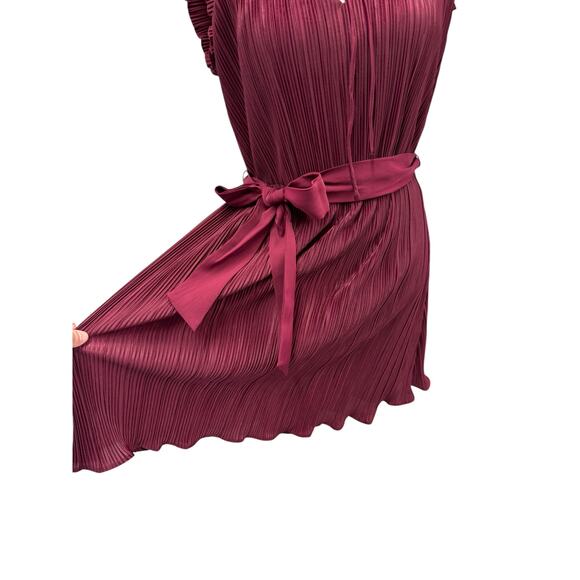 NWT!! DKNY Sheer,Pleated Dress,Bow Belt,Whimsy,Fairy,Sexy,Dark Romantic,Size 8 - Picture 3 of 7